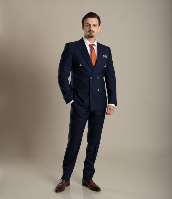 Costum Double Breasted Whole Wool Navy