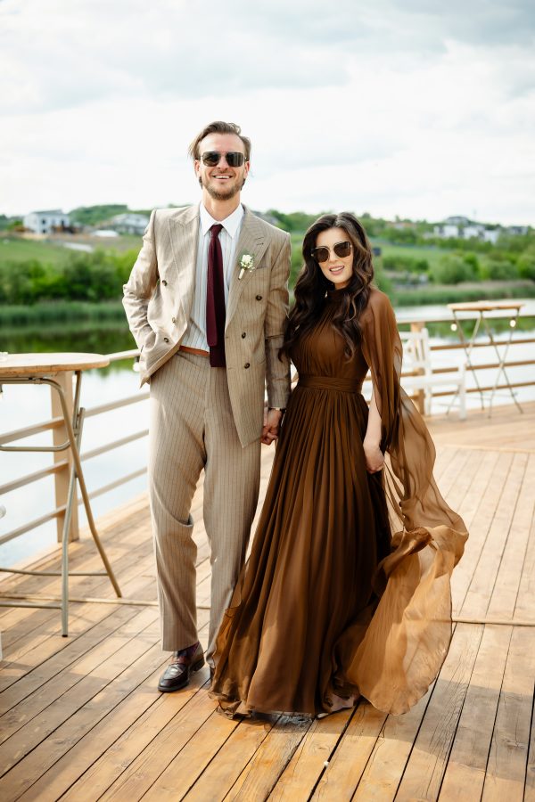 Rochie elegantă din voal de mătase naturală