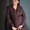 Costum elegant ciocolatiu, din lână, format din 3 piese: sacou, pantaloni și vestă