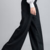 Pantaloni negri eleganți, din lână, cu talie înaltă