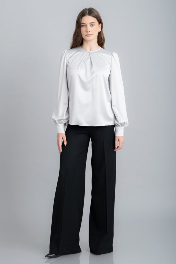Pantaloni negri eleganți, din lână, cu talie înaltă
