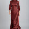Rochie elegantă vișinie din vîscoză satinată